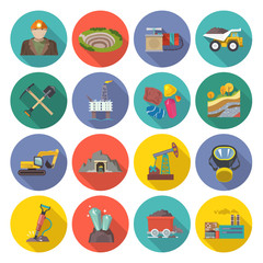 Fototapeta premium Mining Icons Flat