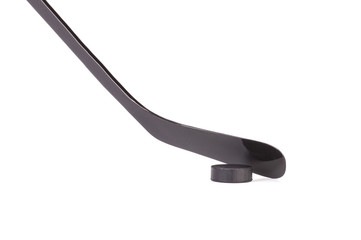 hockey stick and puck
