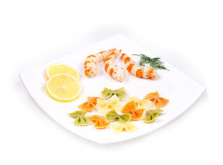 Fresh shrimps and pasta