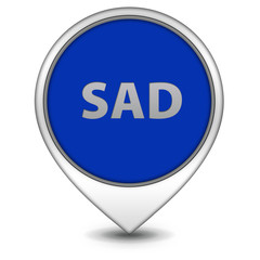 Sad pointer icon on white background
