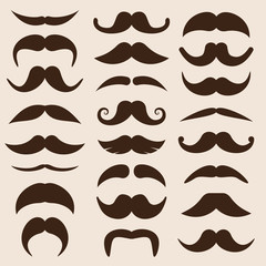 set of vector moustaches in retro style