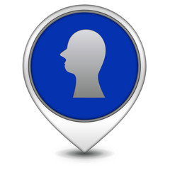 Head silhoulette pointer icon on white background
