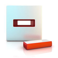 Minus sign. 3D render illustration, isolated on white. Front