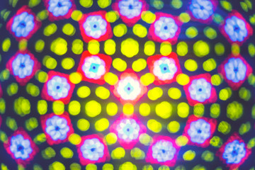 Kaleidoscope. Blurred defocused lights background.
