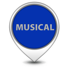 Musical pointer icon on white background