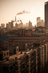 Fototapeta premium Sunrise at downtown of the Dalian