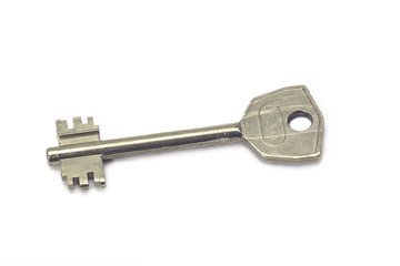 Silver key isolated on white