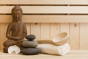 buddha statue and zen stones, relaxationm