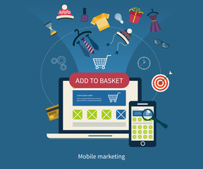 Icons for mobile marketing and online shopping