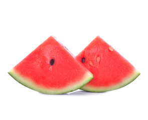 Slices of watermelon on white background