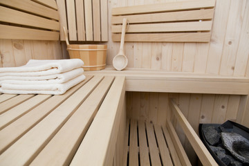 interior of finnish sauna