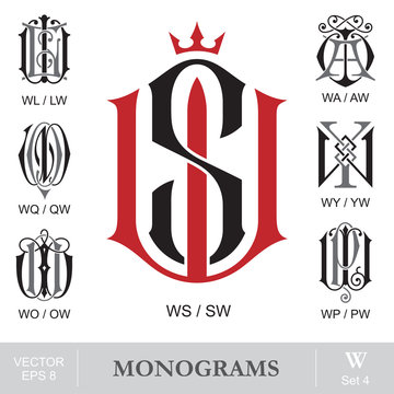 Naklejki Vintage Monograms WS WL WA WQ WY WO WP
