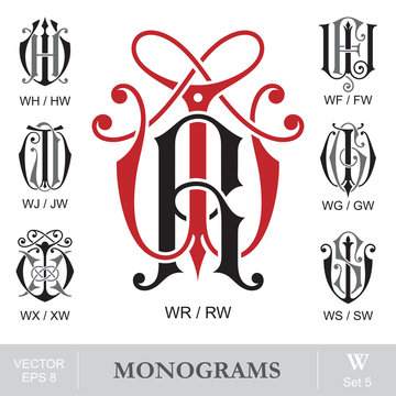 Vintage Monograms WR WH WF WJ WG WX WS