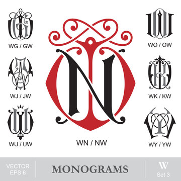 Vintage Monograms WN WG WO WJ WK WU WY