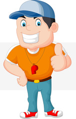 Cartoon coach giving a thumbs up