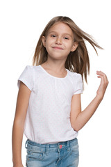 Smiling little girl with flowing hair