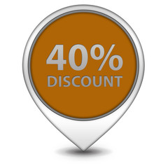 Discount forty percent pointer icon on white background