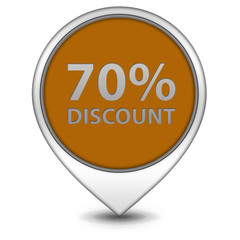 Discount seventy percent pointer icon on white background