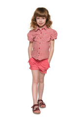 Pretty little girl against the white
