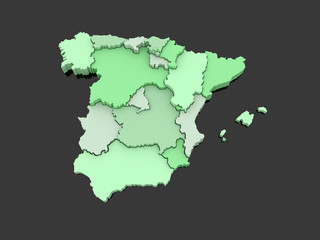 Fototapeta premium Three-dimensional map of Spain.