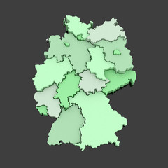 Three-dimensional map of Germany.