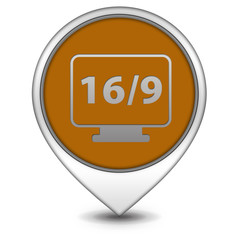 16/9 movie pointer icon on white background