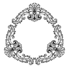 vector vintage Baroque frame scroll pattern