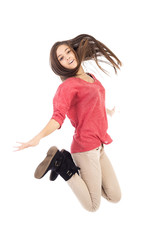 Beautiful teenage girl jumping