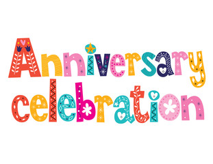 Anniversary celebration decorative lettering text design