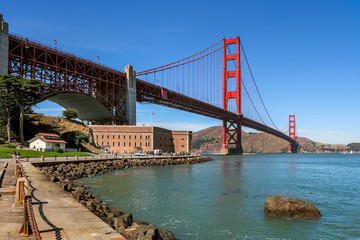 Golden Gate bridge and Fort Point.