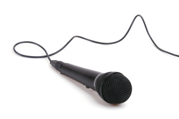 a black miscrophone on white