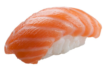 traditional sushi sashimi on white background