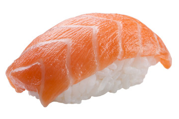 traditional sushi sashimi on white background