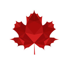 Maple Vector - Red Polygonal Design on White Background