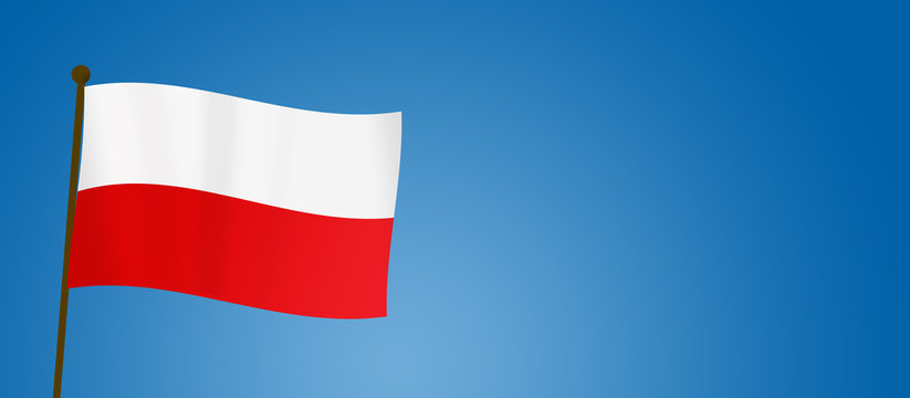 Polska flaga na tle nieba
