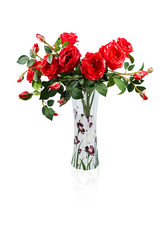 Bouquet of roses in a glass vase