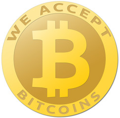 Golden bitcoin virtual currency.