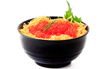 Red Caviar donburi ; Japanese food 