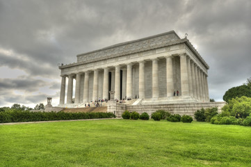 Fototapeta na wymiar Lincoln Memorial at a cloudy sky, Washington DC, District of Columbia, USA, HDR