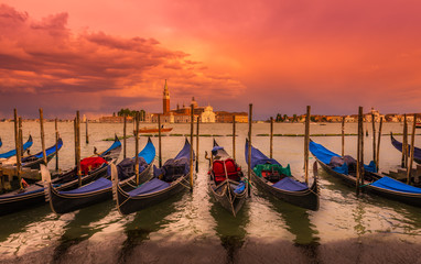 Fototapeta na wymiar Sunset in San Marco square, Venice. Italy