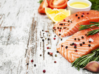 portions of fresh salmon fillet
