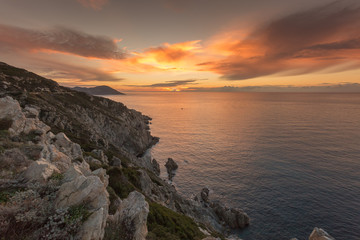 Sunset on the west coast of Corsica