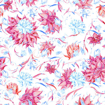 Blue and pink watercolor pattern