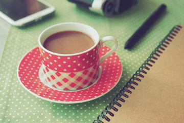 Cup of Coffee in coffee shop vintage color tone style