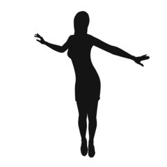Vector silhouette of dancing women