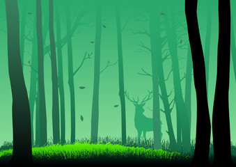 Naklejka premium Silhouette illustration of woods