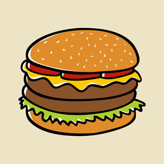 Doodle illustration of a hamburger
