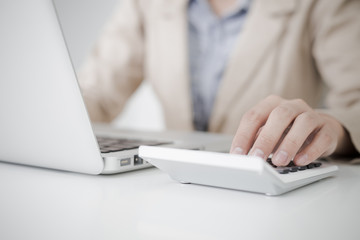 woman hand with business report