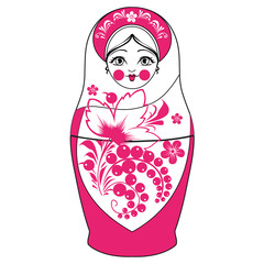 Funny vector cartoon colorfull russian traditional doll - matres
