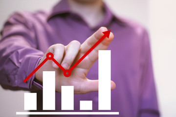 Man with chart business web diagrams sign